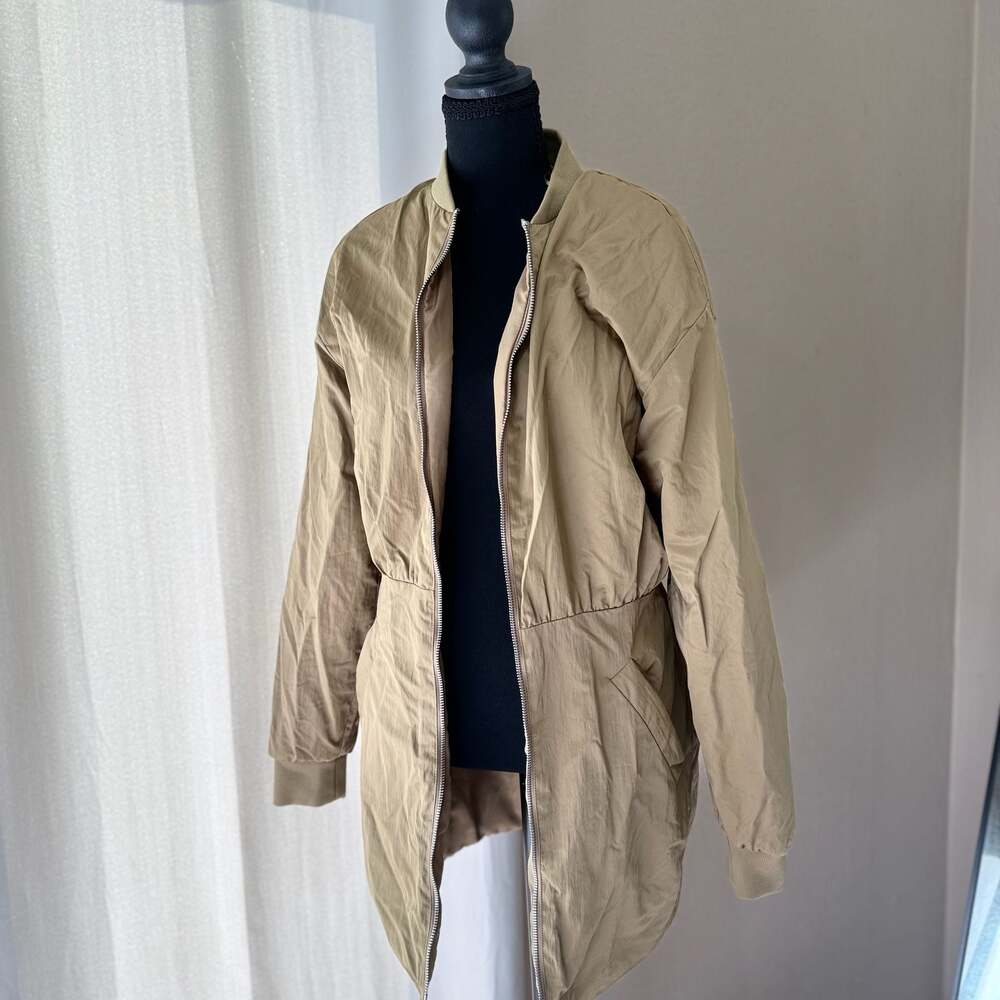 Zara Tan Mini Bomber Jacket Dress